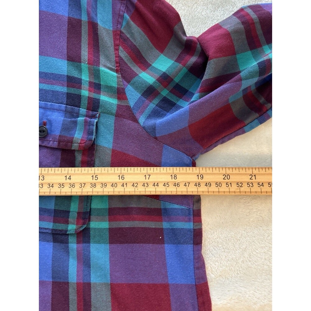 J Crew Shirt Size 6 Button-Up Tartan Plaid Blue Green Academia Utility Preppy - Picture 10 of 13